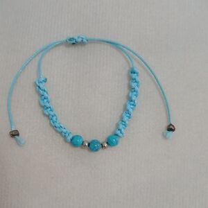 Blue Braided Macrame Bracelet with Beads